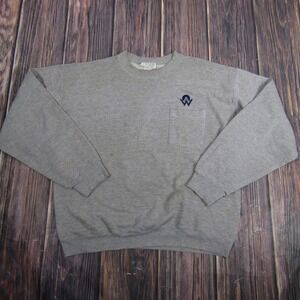 Vintage Lion Sweatshirt Mens Large Gray Crewneck Pocket Embroidered W Made USA